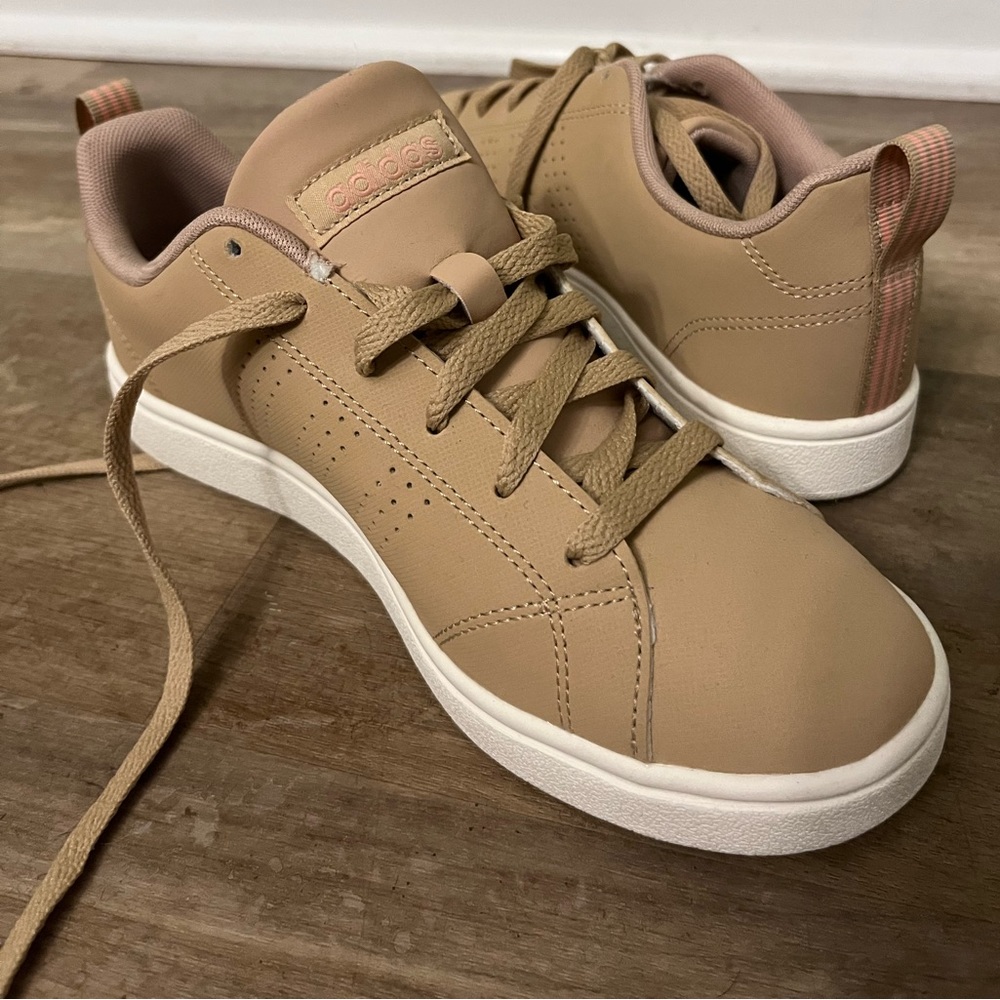 Tan/rose gold adidas sneakers